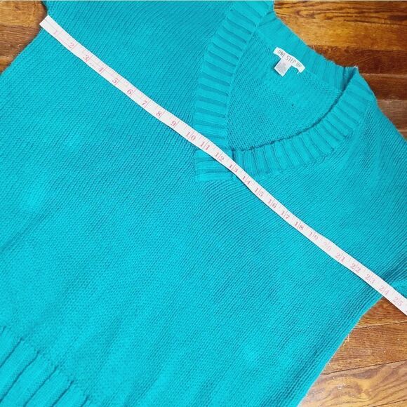 Vintage 90s Y2K Teal Oversized Slouchy Knit Sweater - Picture 7 of 13